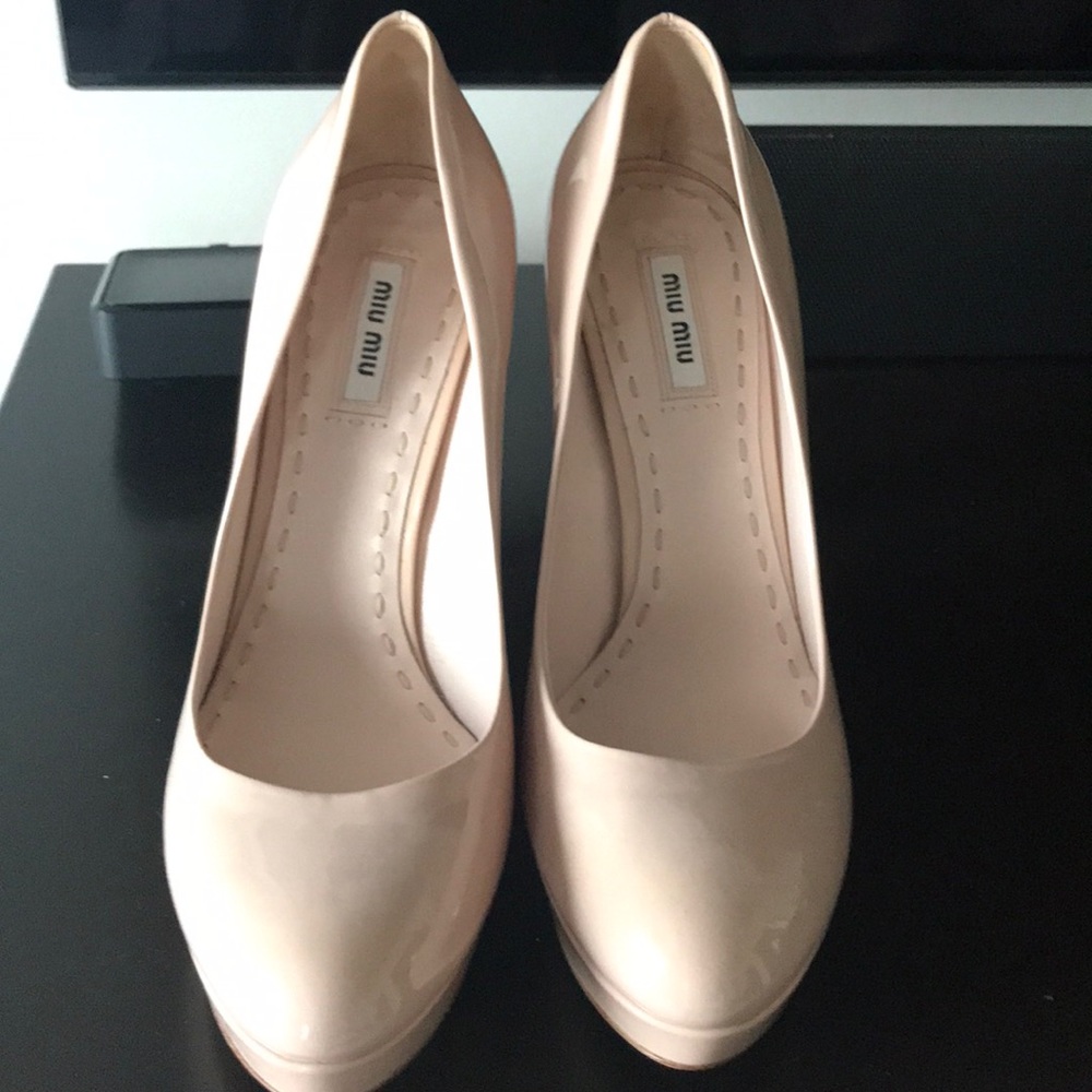 Miu Miu Nude Patent Leather Shoes